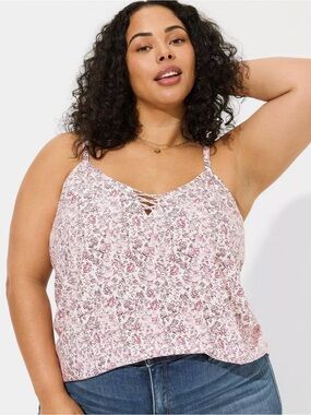 Torrid Sophie Challis Lattice Cami Floral Tank Top Size 0 NWT